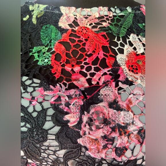 ASOS Paper Doll Colorful Floral Lace Coquette Scalloped Feminine Dress 4P - Picture 5 of 6